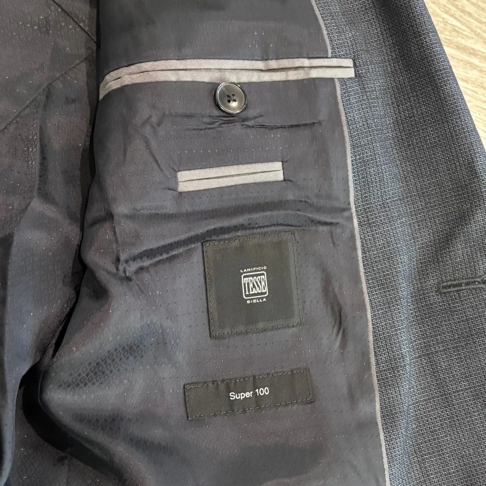Hugo‎ Boss Blazer Mens 38R Navy Blue Lanificio Tesse Super 100 Wool Sport Coat
